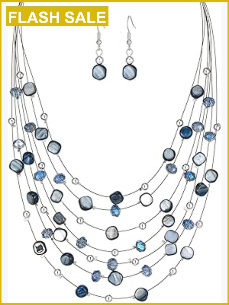 Multi-Layer Boho Shell Beaded Necklace With Earrings Set